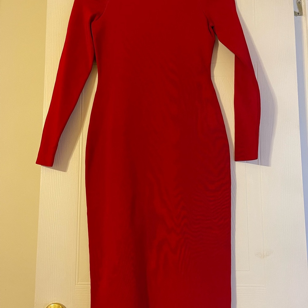 INC International Concepts Vibrant Red Long Sleeve Dress XS